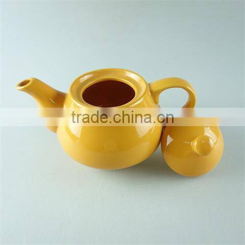Color glazed ceramic teapot yellow teapot with cheap price for wholesale