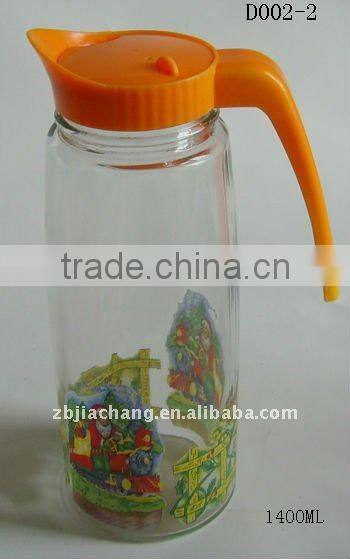 1400ml glass juice jug with plastic lid D002-2