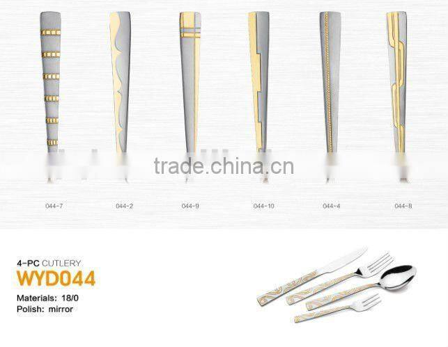 Stainless steel Gold cover knife forks spoon set for cutlery set