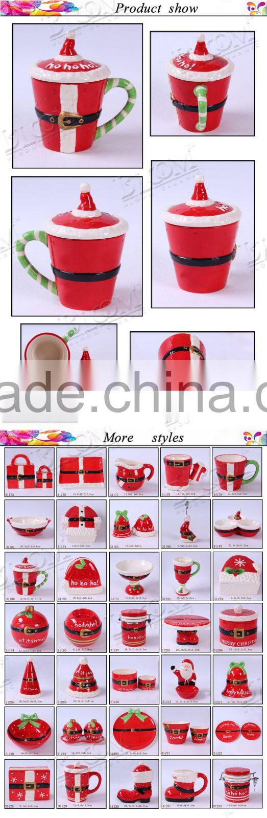 Wholesale cheap christmas gift ceramic mug with lid