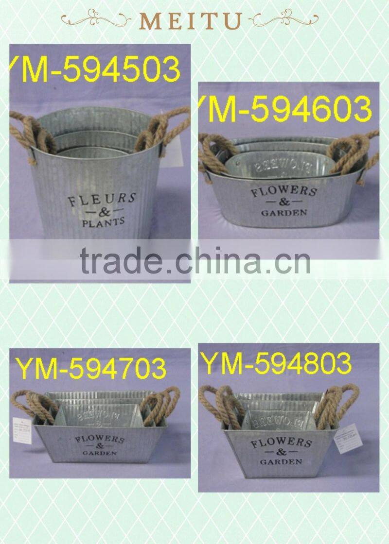 Easy-taking New design cheap metal box tool flower pot
