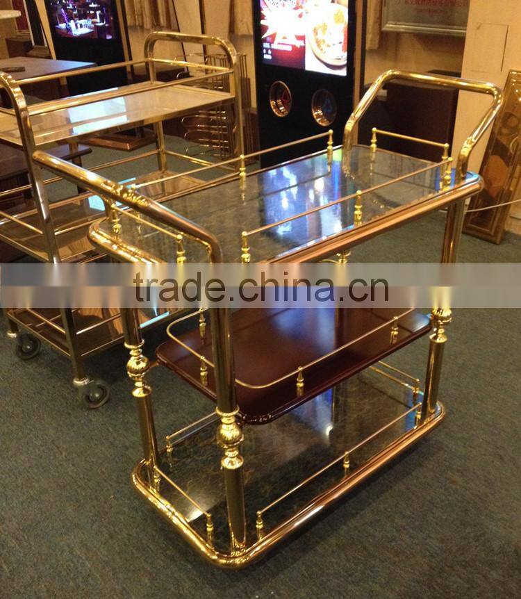 Luxury stainless steel three layers liquor trolley food trolley service trolley C-55