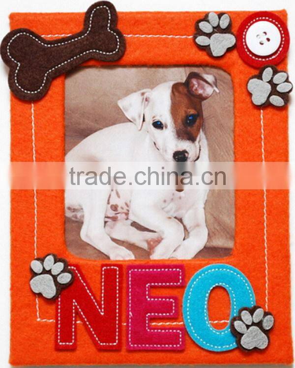 hot best selling new products custom orange glued paw prints decor wholesale felt fabric picture latest design of photo frame