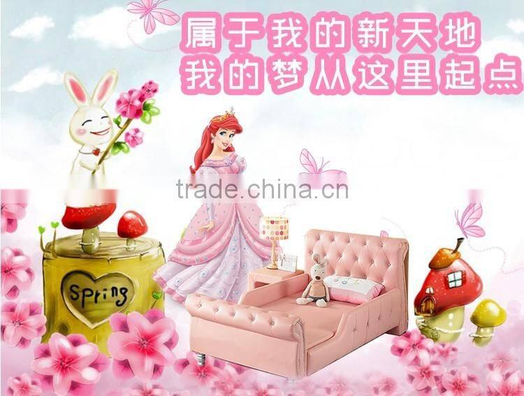 MMD02 sweet pink & blue kids single bed with guardrail 2016 alibaba new classic children kids baby furniture