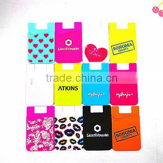 Custom made color Self-adhesive silicone mobile phone smart wallet