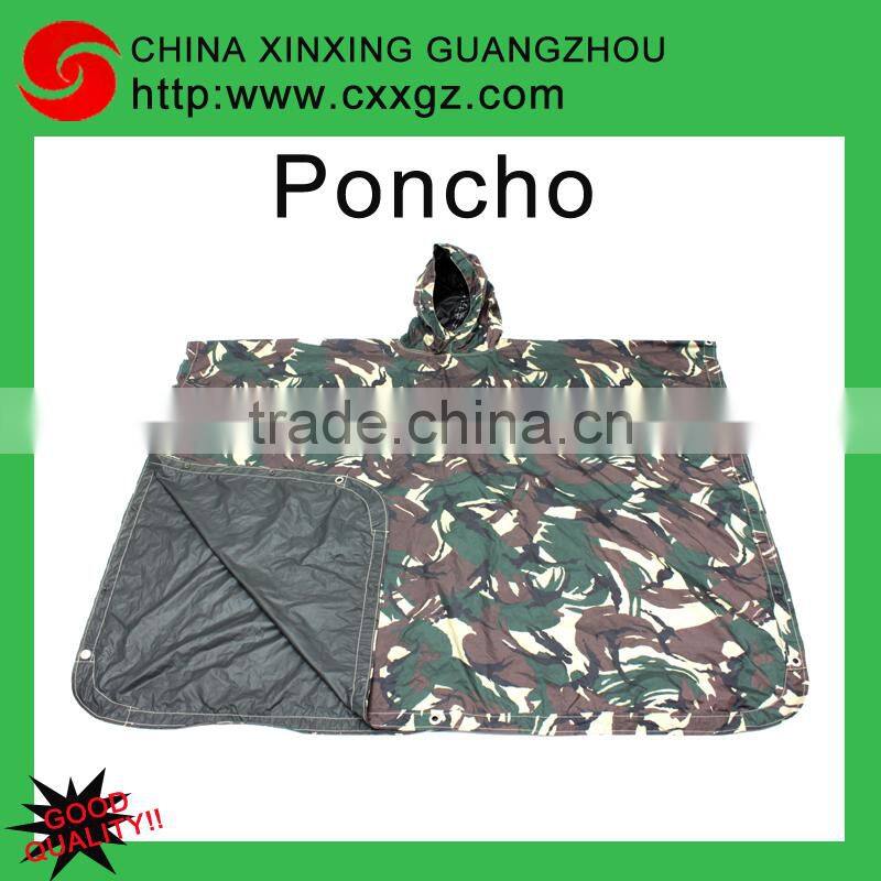 Re-usable durable olive green military rain poncho raincoat with polyester/nylon sale