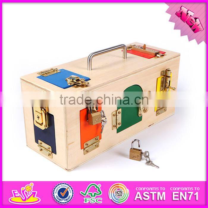 2016 hot sale kids wooden toy box with lock, top fashion children wooden toy box with lock W08C163