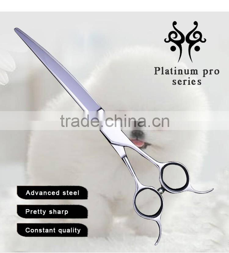 CZG-70J-1 7inch double finger rest downward curved pet grooming hair shaping scissor