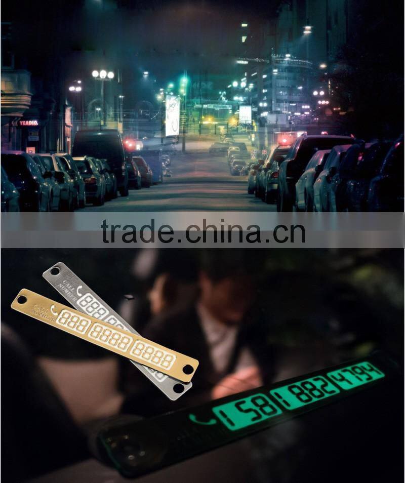 Temporary Car Parking Card Telephone Number Card Notification Night Light Sucker Plate Car Styling Phone Number Card