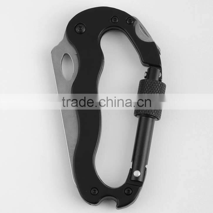 Multi Function Hiking Rock Climbing Survival Gear Screwgate Carabiner Knife Tool