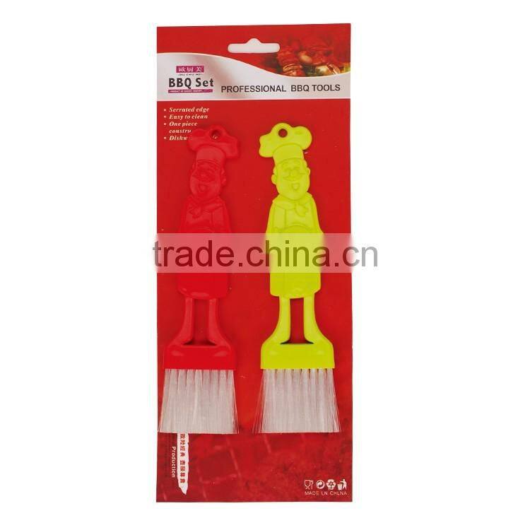 2pcs plastic basting brush set with funny handle