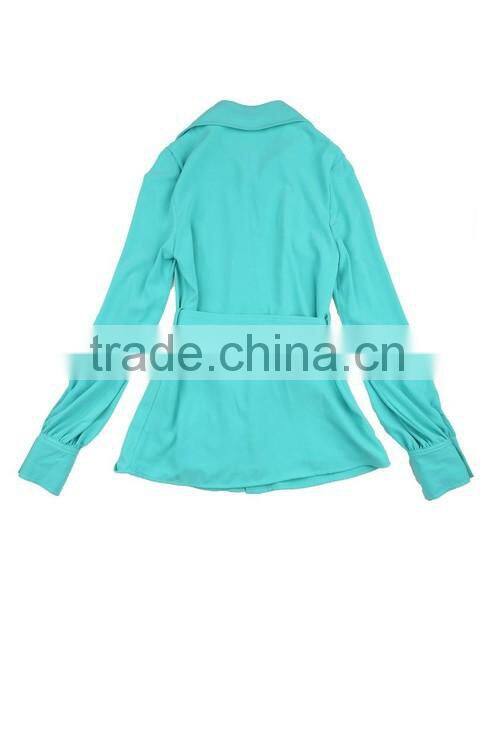 Green Lapel High Empire Waistband Long Sleeve One Covered Button Long Trousers Women Dancerwear Sets