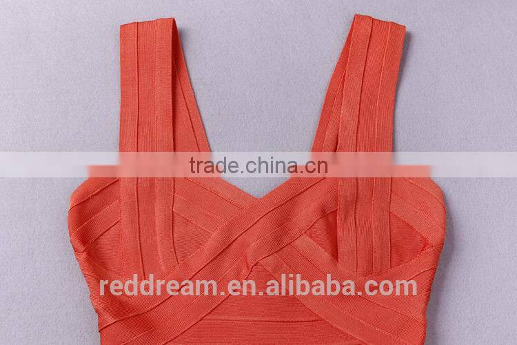 Women Most Popular Sweetheart Strap Plus Size Knee Length Sexy V Neck Club Bandage Dress With Factory Direct H019