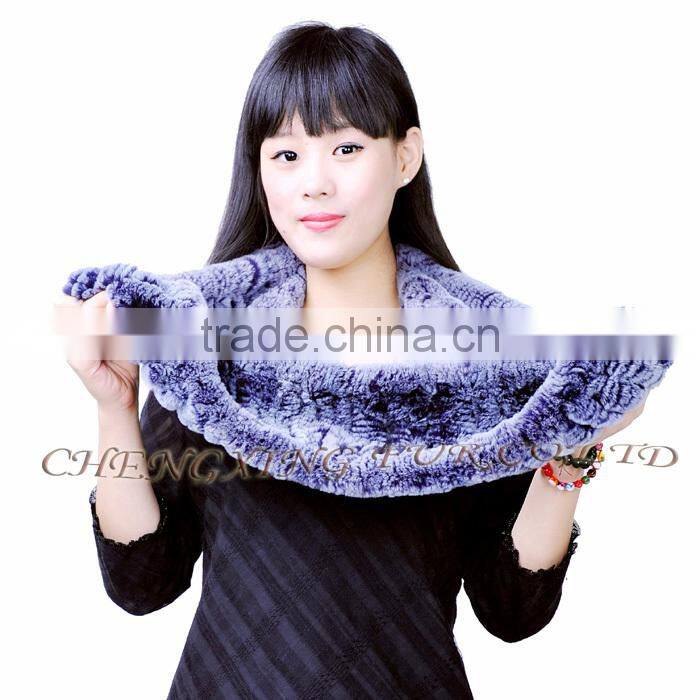 CX-S-125D Beautiful Women Real Rex Rabbit Fur Winter Fashion Lady Scarf custom scarf no minimum