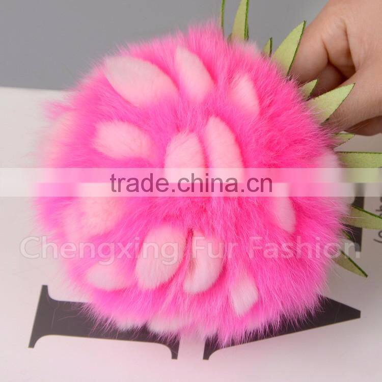 CX-R-47 New Design Promotional Fur Ball Car Keychain Fox Fur Pompons