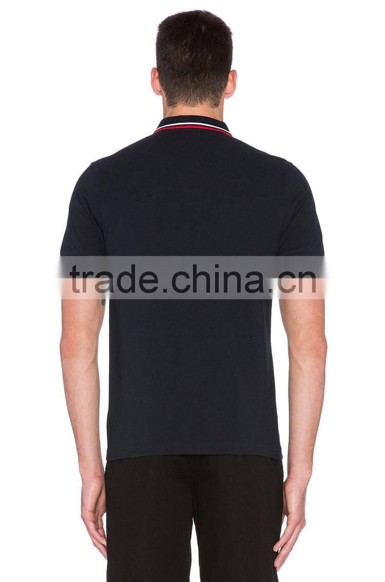 Wholesale woven collar oversized men polo shirt black polo shirts