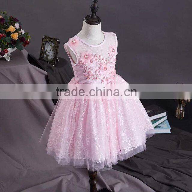 New arrival girls sexy night dress photos baby girls party wear dress Pink cotton puffy girls dress child clothes
