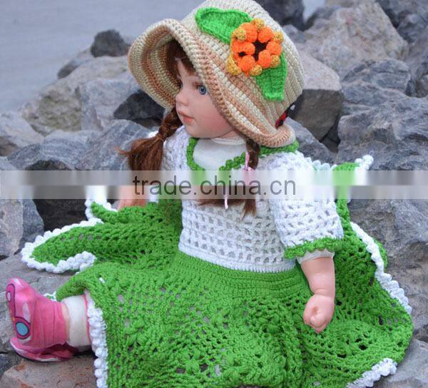 Popular handmade girl crochet dress flower baby girl dress