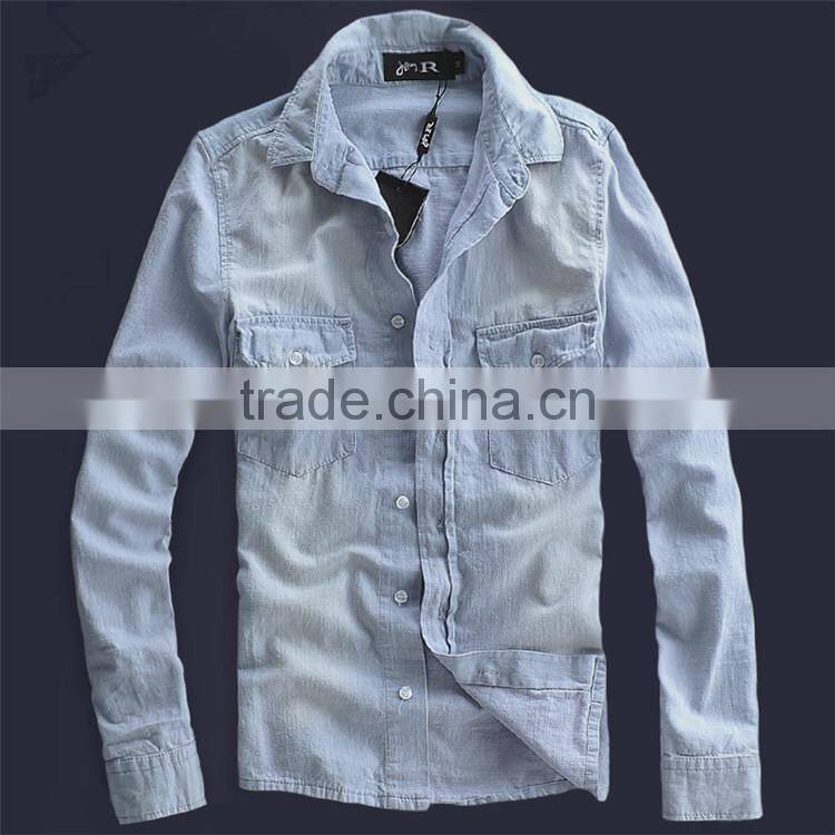 2015 High Quality 100% Cotton custom design contrast color men slim fit thai silk shirt