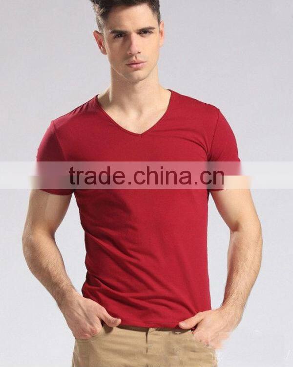 Hot sale for handsome man grey v neck t shirt