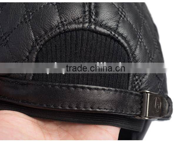 fashionable black genuine leather baseball hat cap
