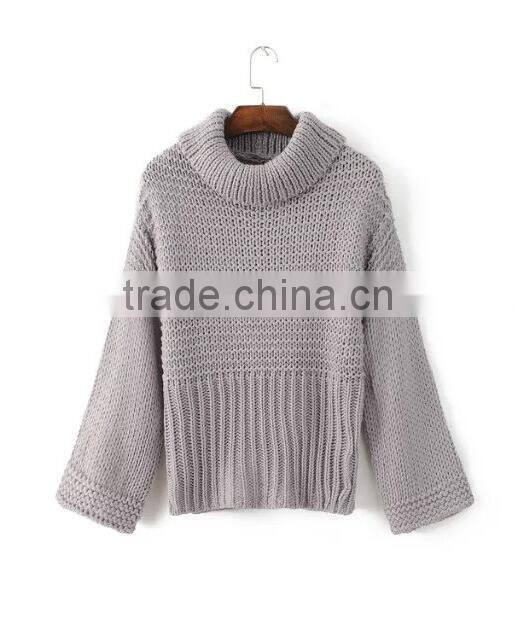 EY0881S Women casual loose cable turtleneck heavy sweater coat vintage sweater