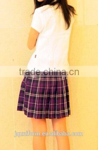 Juqian 2016 School uniform manufacturers high quality junior high school uniforms suspender skirt