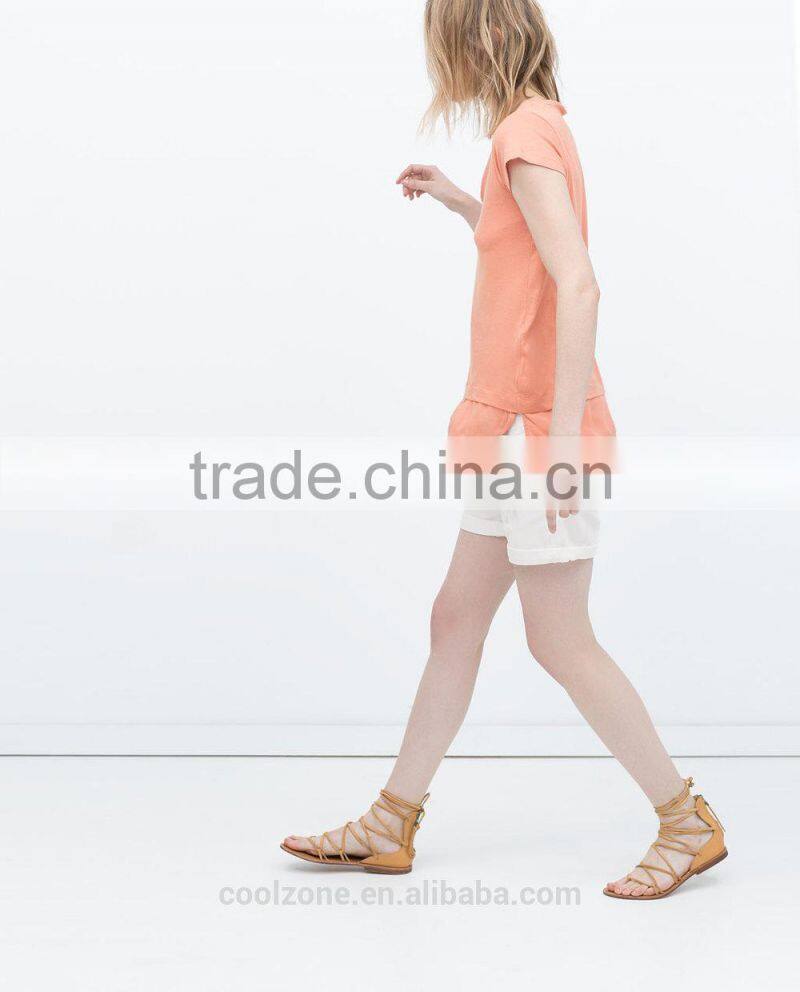 New style short sleeve round neck combined hem stringer tank top wholesale