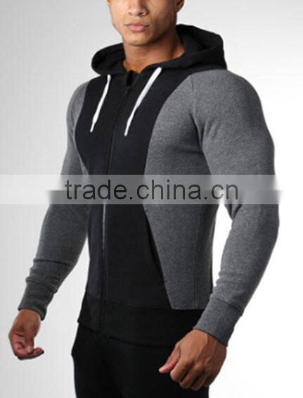 Custom Your Own Design Full Zip Hoodie Mens Contrast Stitching Hoodie Gym Wear Hoodie Men