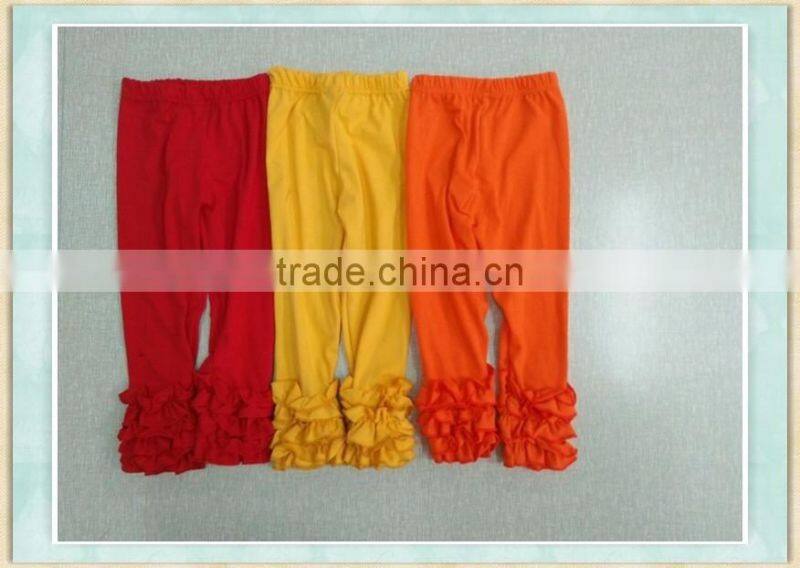 2017 wholesale triple ruffle icing pants girls sew sassy cotton icing ruffle toddler leggings