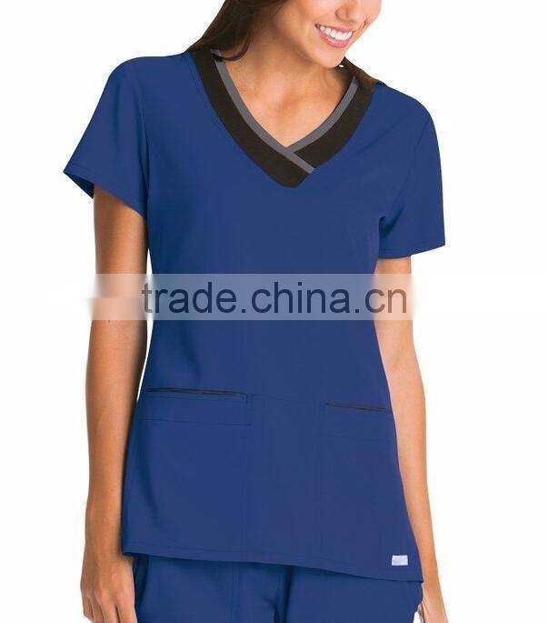Hot selling two pockets scrubs uniform nurse hospital nurse design