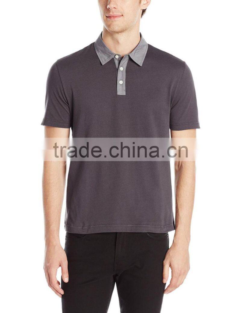 Original PIMA cotton Chambray Woven Collar and Placket Polo shirts for men