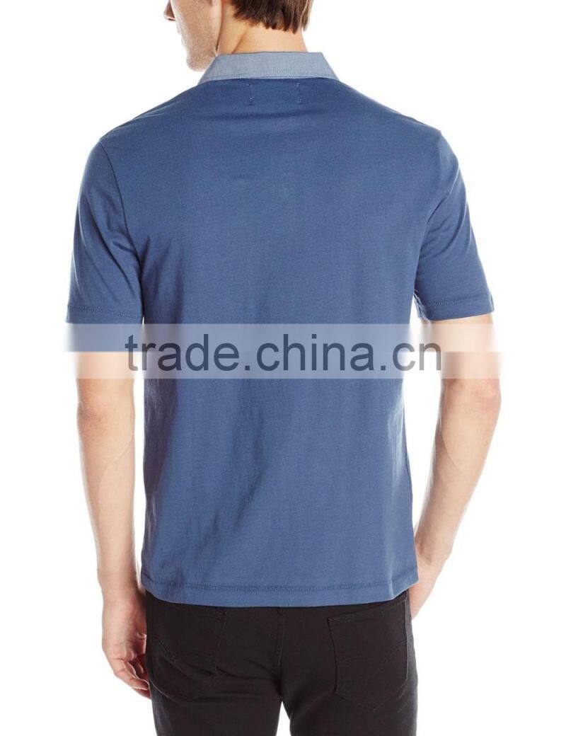 Original PIMA cotton Chambray Woven Collar and Placket Polo shirts for men