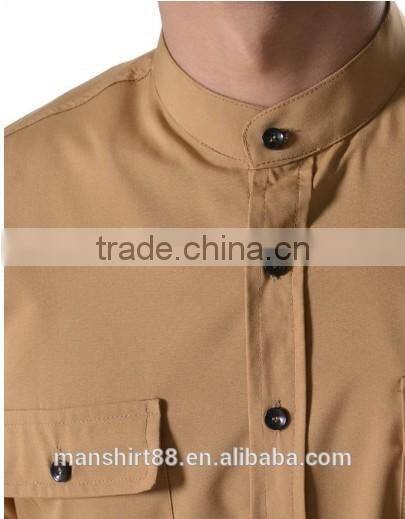 Men casual shirts cotton fabric welcomed men chinese collar shirts