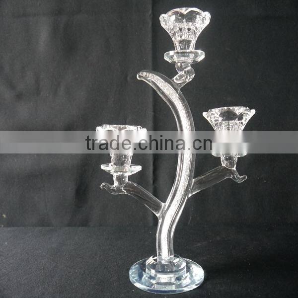 New Design K9 Crystal Candle Holder,3Tips Crystal Votive Candle Holder For Wedding Or Home Decoration