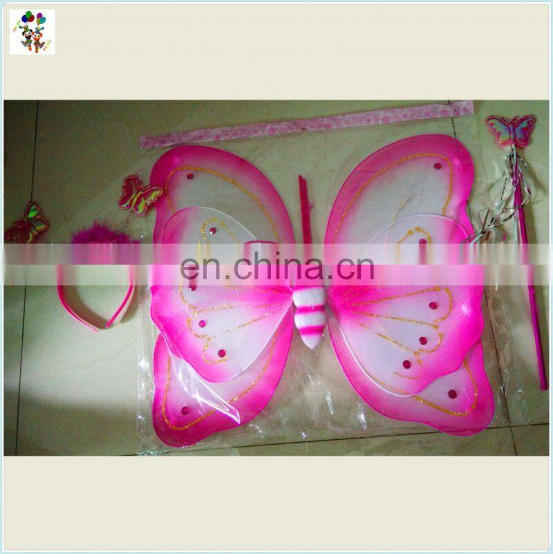 3pcs Kids Princess Party Costume Butterfly Wings with Wand Headband HPC-0842