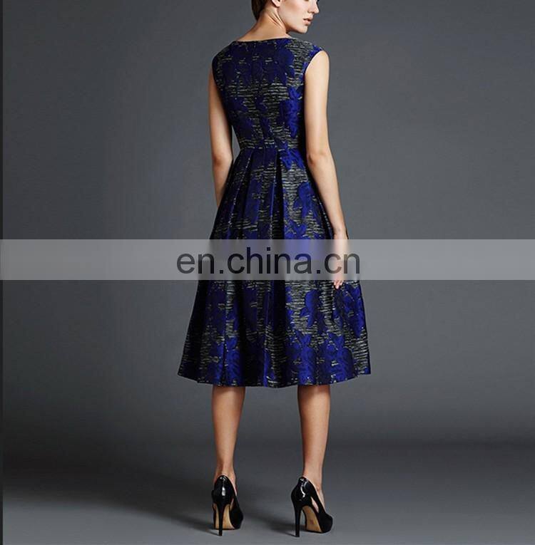 OEM Service Online Shopping New Fashion Round Neck Floral Floral Dress 2016 Elegant Women Casual Dress