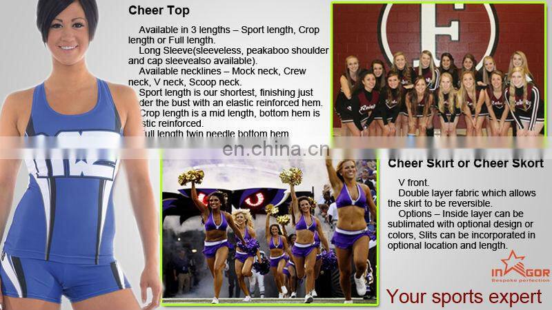 Custom sublimationed racer back cheerleading tops