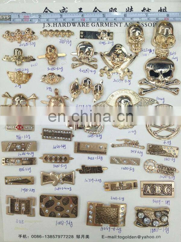 Fashion clothing metal label accesories sew on or pin on or nail on clothing bags or shoes