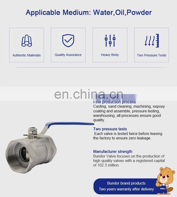 Bundor 316 DN50 ball valve PN16 One-piece ball valve For Water