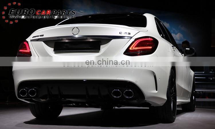 2019 W205 C43 diffuser for C-class W205 sport 2014-2019 to C43 sedan style diffuser with oval exhaust tip for W205 diffuser