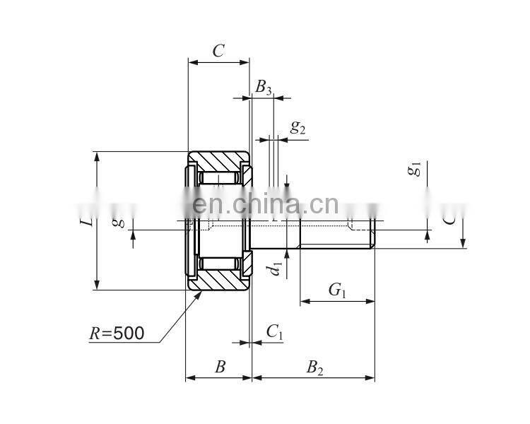 CR 8 V Inch Series cam follower bearing with screwdriver slot CR 8 VR