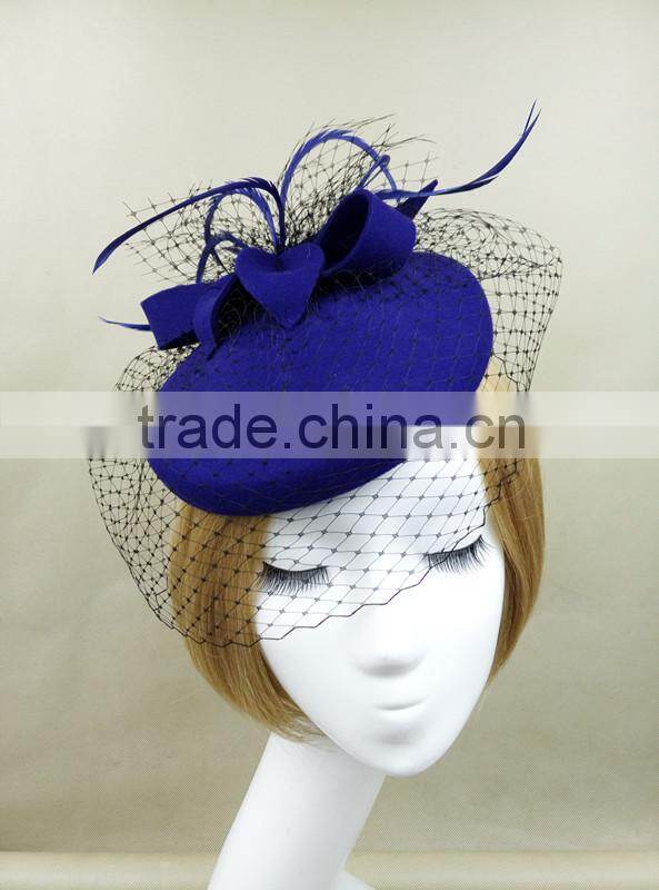 2015 New Coming Women Felt Wool Fascinator Hat With Veiling
