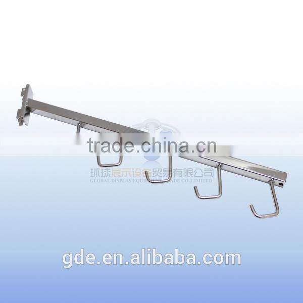Metal chrome display hook for slotted channel