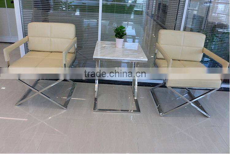 Cheap modern metal frame leather office reception table