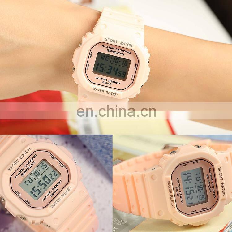 SANDA 293 Wholesale Custom Logo OEM Silicone Band Watches Waterproof Sports Outdoor Digital Ladies Watch
