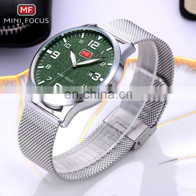 MINI FOCUS MF0158G Men's Fashion Colourful Stainless Steel Band Quartz Analog Watch