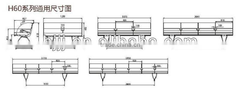 2 seater 4 seater Aluminium alloy leg airport chair lounge chair waiting chair H60C-2-V with cow leather covered