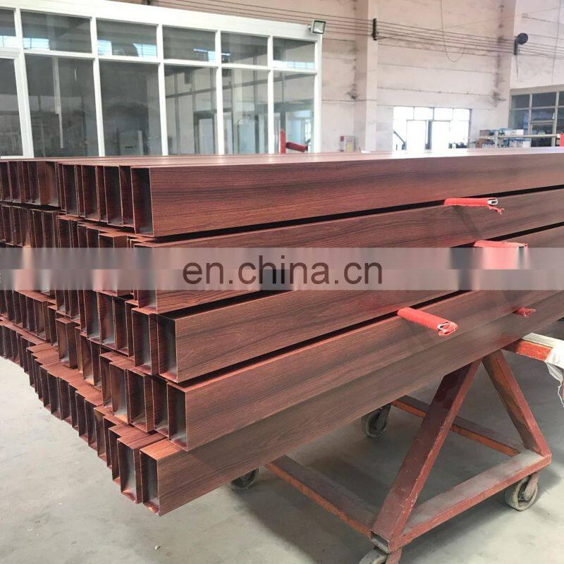 6063 T5 Standard Size CABERNET Wooden Grain Coating Aluminium Rectangular Tube Pipes