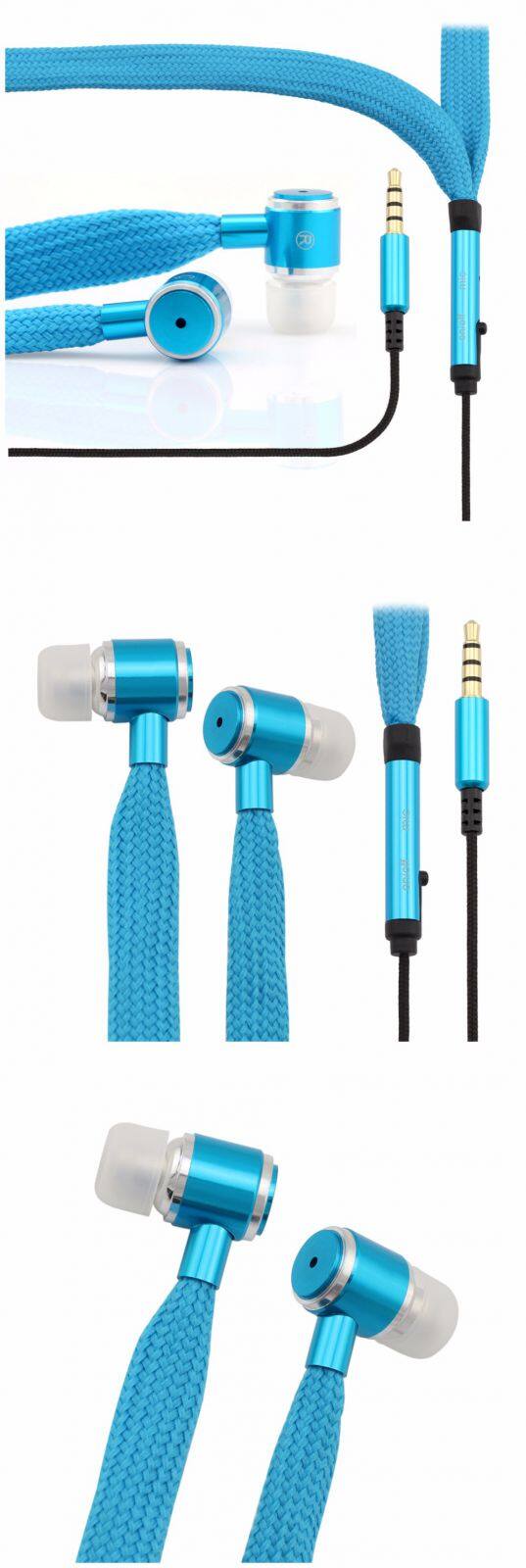 Air Tube Rope Braided Flat Cable Wired Earphones With MIC Headset
